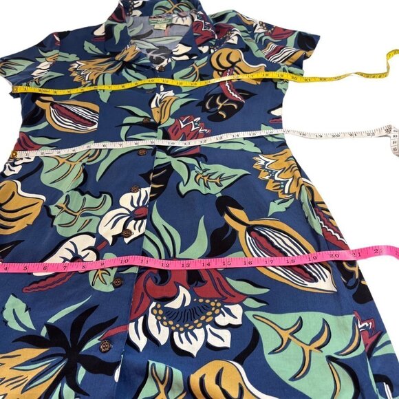 Reyn Spooner Blue Tropical Hawaiian Sleeveless Button Down Dress Ladies SMAll - Picture 4 of 7